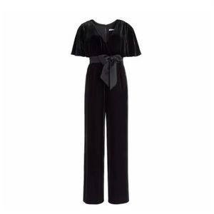 Alice + Olivia Breanna Wrap Front Velvet Jumpsuit Black